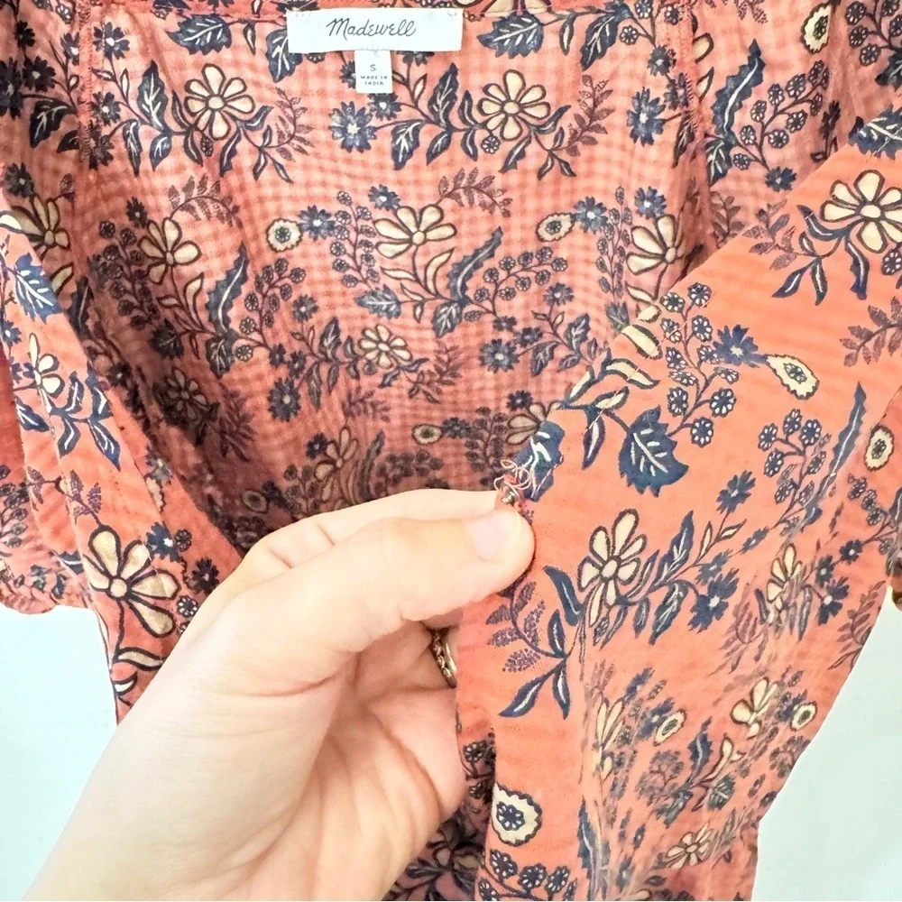 Madewell Blouse Puff Sleeve Peplum Top in Cavoli Floral cotton Small